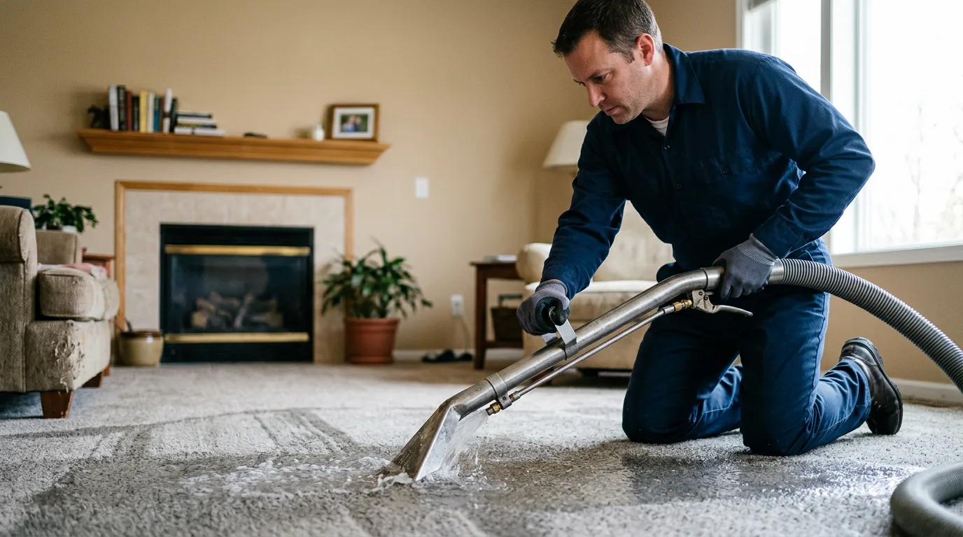 Water damage restoration technician working near Strunk, KY